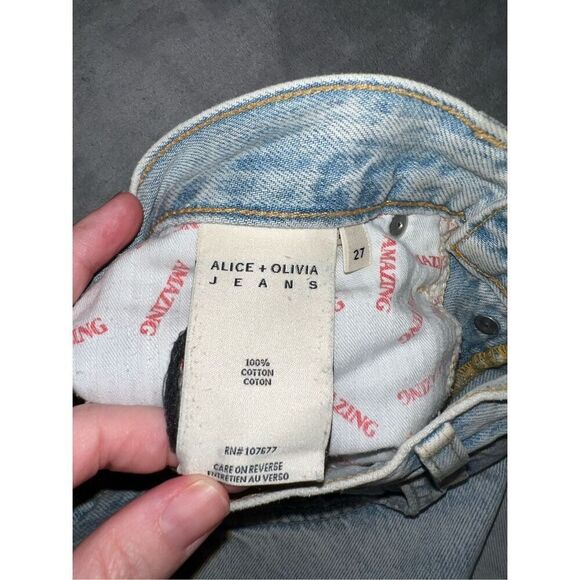 Alice & Olivia Cotton Straight Fit Raw Hem Jeans 27 - Picture 5 of 9